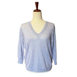 J. Crew Linen Blend Lightweight 3/4 Sleeve V-Neck Sweater. Lilac Size s #1762